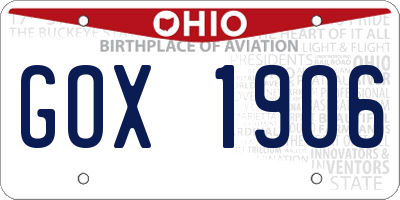 OH license plate GOX1906