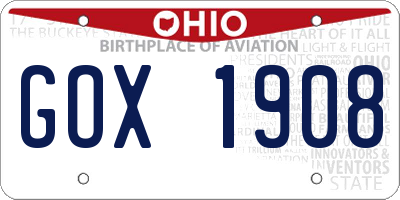 OH license plate GOX1908