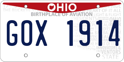 OH license plate GOX1914