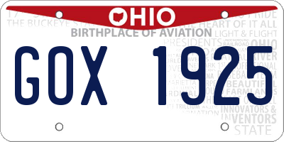 OH license plate GOX1925