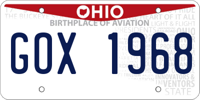 OH license plate GOX1968