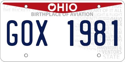 OH license plate GOX1981