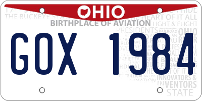 OH license plate GOX1984