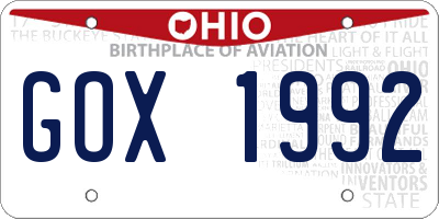 OH license plate GOX1992