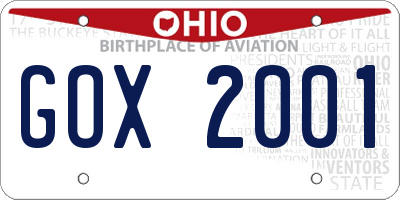 OH license plate GOX2001