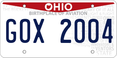 OH license plate GOX2004