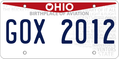 OH license plate GOX2012