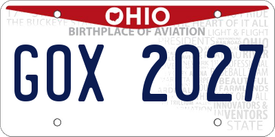 OH license plate GOX2027