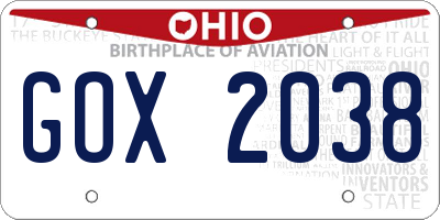 OH license plate GOX2038