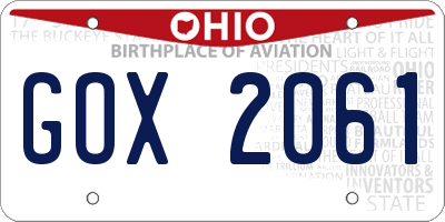 OH license plate GOX2061