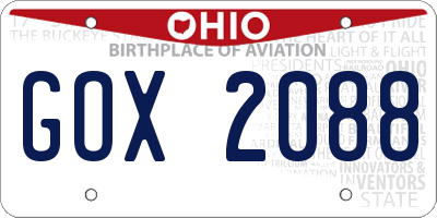 OH license plate GOX2088