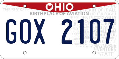 OH license plate GOX2107