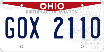 OH license plate GOX2110