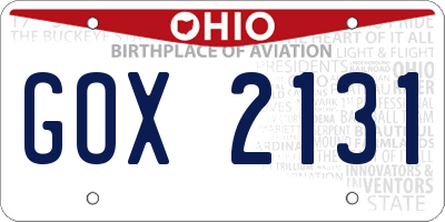 OH license plate GOX2131