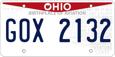 OH license plate GOX2132