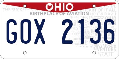 OH license plate GOX2136