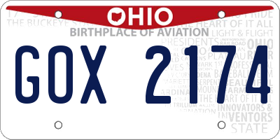 OH license plate GOX2174