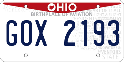 OH license plate GOX2193
