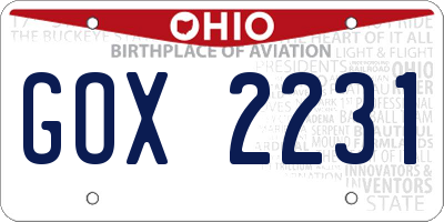 OH license plate GOX2231