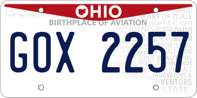 OH license plate GOX2257