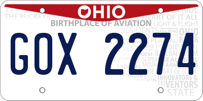 OH license plate GOX2274