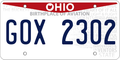 OH license plate GOX2302