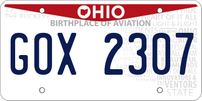 OH license plate GOX2307