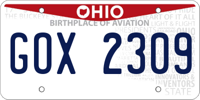 OH license plate GOX2309
