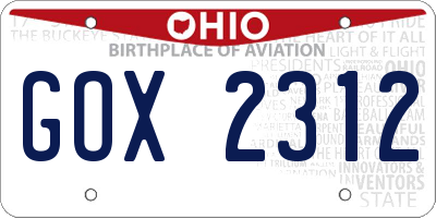OH license plate GOX2312