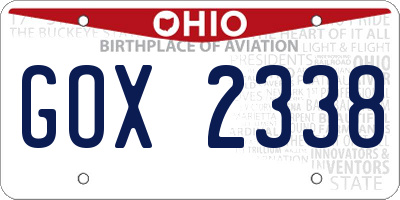 OH license plate GOX2338