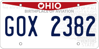 OH license plate GOX2382