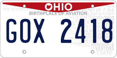 OH license plate GOX2418
