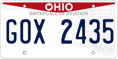 OH license plate GOX2435