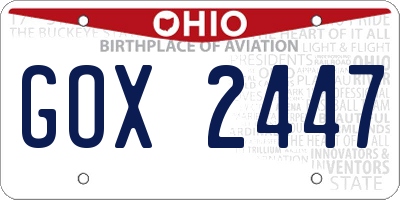OH license plate GOX2447