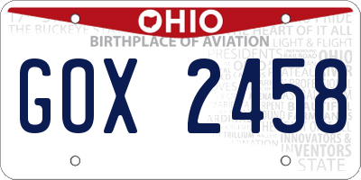 OH license plate GOX2458
