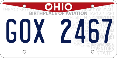 OH license plate GOX2467