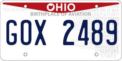 OH license plate GOX2489