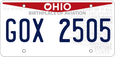 OH license plate GOX2505