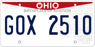 OH license plate GOX2510