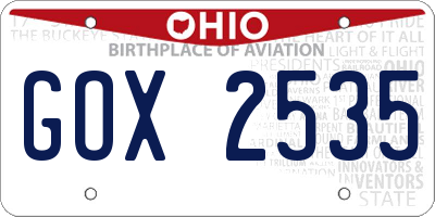 OH license plate GOX2535