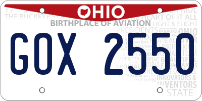 OH license plate GOX2550