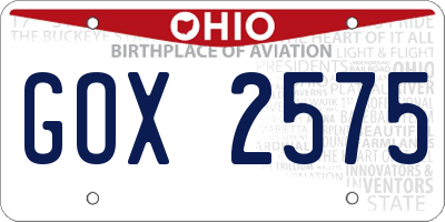 OH license plate GOX2575