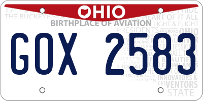 OH license plate GOX2583