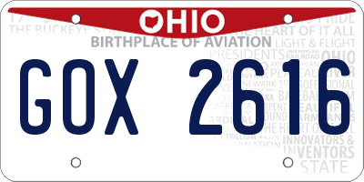 OH license plate GOX2616