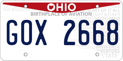 OH license plate GOX2668