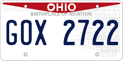 OH license plate GOX2722