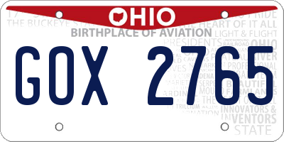 OH license plate GOX2765