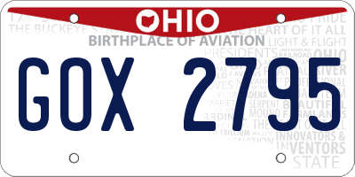 OH license plate GOX2795