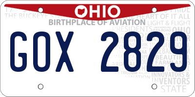 OH license plate GOX2829