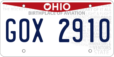 OH license plate GOX2910
